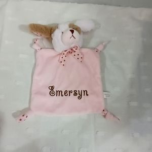 Bearington Baby Pink Puppy Security Blanket Dog Plush Snuggle 8.5" knot corners